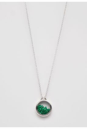 Naszyjnik medalion srebrny z zielonymi cyrkoniami